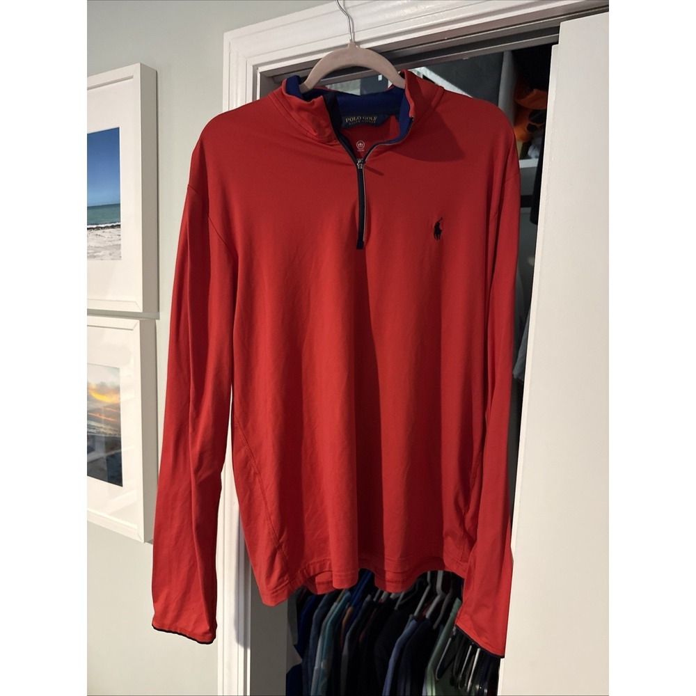 POLO RALPH LAUREN Luxury Jersey Quarter-Zip Pullover Men's Size L red